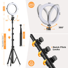 Load image into Gallery viewer, 8&#39;&#39; Selfie Ring Light with Tripod Stand - Dimmable Selfie Ring Light LED Camera Ringlight with Tripod and Phone Holder, Remote(Upgraded)
