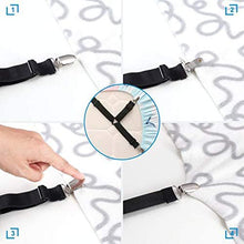 Load image into Gallery viewer, Meidong Adjustable Bed Sheet Holder Straps, Triangle Non-Slip Elastic Mattress Corner Clips with Heavy Duty Grippers Clips (Set of 4)
