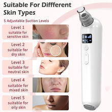 Load image into Gallery viewer, Blackhead Remover Pore Vacuum, 2021 Upgraded Blackhead Remover Vacuum Pore Cleaner Electric Black Head Suctioner Acne Extractor Kit with LED Display, 5 Suction Levels and 5 Probes
