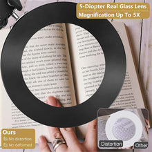Load image into Gallery viewer, LED Magnifying Lamp with Clamp, 3 Color Modes, 10 -Diopter about 4.3″ Real Glass Lens, Adjustable Swivel Arm Lighted Magnifier Light for Reading Craft Close Work-5X
