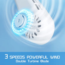Load image into Gallery viewer, Hand-free Bladeless Neck Fan, Wearable Personal Cooling Fan, USB Rechargeable, 3 Speeds, Lower Noise, 2400mAh Battery Operated Portable Neck Fan for Both Outdoor &amp; Indoor Use
