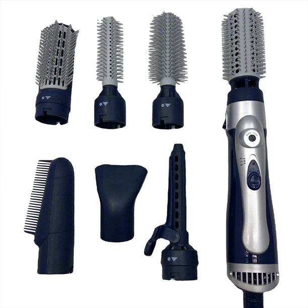 Hair Dryer Brush,Hot Air Brush, Diffuser Heater Comb 7 in 1 Air Brush Set Hair Straightener Curler Perm Easy Use Practical Hair Styling Tools