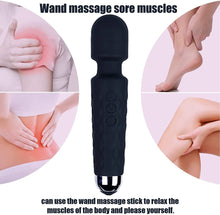 Load image into Gallery viewer, Massage Wand, Personal Massager for Women with 8 Speeds 20 Patterns, Rechargeable Personal Massager Silent and Waterproof, Perfect for Relieve Muscle Tension and Soreness All Over The Body, Black
