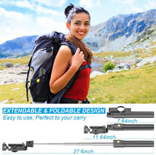 Load image into Gallery viewer, Selfie Stick Tripod with Remote, Extendable Selfie Stick Tripod with LED Ring Light, Detachable Remote, Black

