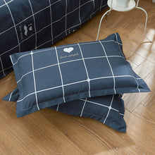 Load image into Gallery viewer, 4 Piece Summer Thin Duvet Cover Set Twin (1 Duvet Cover + 2 Pillow Shams + 1 Flat Sheet) with Plaid Blue, Soft Microfiber with Zipper Closure for Adult/Kids
