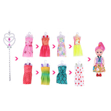 Load image into Gallery viewer, Fashion Doll Dress Up Kit Small Toddler Doll Clothes Outfit 15 pcs Movable Portable Babysitting Fashion Toy Gift for 3 to 8 Year Old
