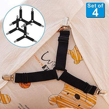 Load image into Gallery viewer, Meidong Adjustable Bed Sheet Holder Straps, Triangle Non-Slip Elastic Mattress Corner Clips with Heavy Duty Grippers Clips (Set of 4)
