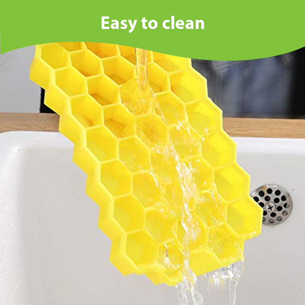 COSMONIC Ice Cube Trays Silicone Easy-Release Flexible 37-Ice Stackable with Spill-Resistant Removable Lid with Covers for Chilled Drinks Cocktail Freezer 2 pack
