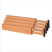 Load image into Gallery viewer, Bamboo Drawer Divider Set of 4 - Kitchen Drawer Organizer Spring Adjustable &amp; Expendable Drawer Dividers - Best for Kitchen, Dresser, Bedroom, Desk, Fits Most Drawers
