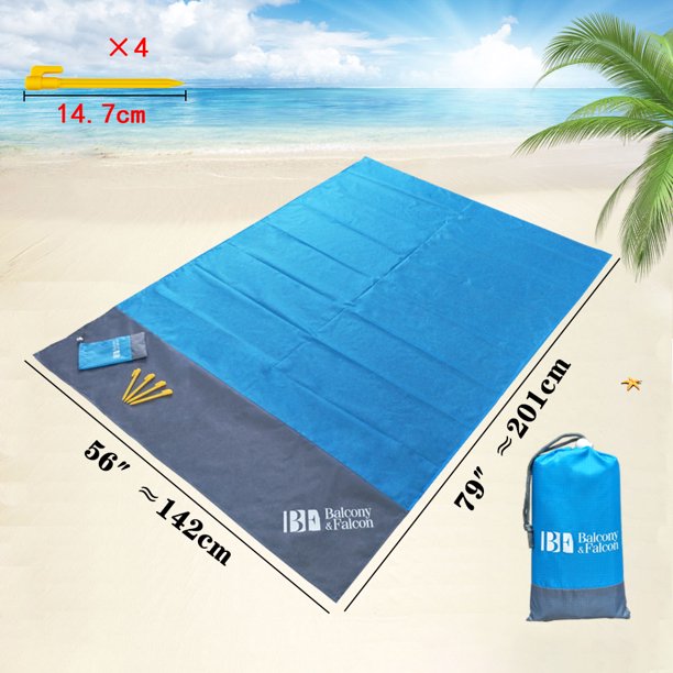 Sand Free Beach Blanket, Outdoor Waterproof Picnic Blanket, 79 X 55 in Beach Mat for Couples and Family Camping Hiking Picnic, Compact / Lightweight
