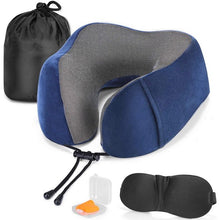 Load image into Gallery viewer, Meidong Travel Pillow Memory Foam Neck Pillow, Upgrade Design Perfect Support Machine Washable Airplane Travel Kit U Shaped Pillow with 3D Contoured Eye Mask, Earplugs, Travel Bag
