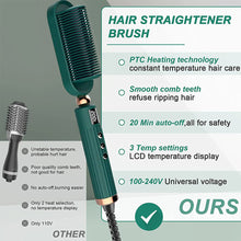 Load image into Gallery viewer, COSMONIC Hair Straightener Brush, Hot Curling Iron with 30s Fast PTC Ceramic Anti-Scald Adjustable Temperatures Double Ionic Hair Care Straight Heated Comb Perfect for Professional Salon at Home

