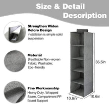 Load image into Gallery viewer, Cosmonic Hanging Closet Organizers and Storage, 5-Shelf Hanging Drawer for Closet, Collapsible Heavy Duty Hanging Closet Dresser for Clothes Bags Shoes Toys
