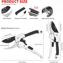Load image into Gallery viewer, Professional SK-5 Hand Pruning Shears, Hand Pruners, Tree Trimmers Secateurs-Garden Scissors for Garden Art, Bypass Pruning Shears with Safety Lock (Sliver)
