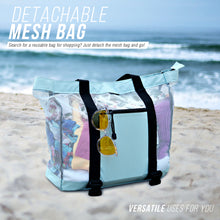 Load image into Gallery viewer, Mesh Beach Tote Bag with Cooler - Detachable Design with Picnic Cooler, Blue
