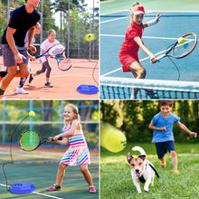 Load image into Gallery viewer, Tennis Trainer Rebound Baseboard with 3 Long Rope Balls Great for Singles Training, Self-Study Practice, Tennis Training Tools for Kids Adults Beginners (Blue)
