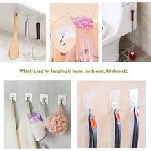 Load image into Gallery viewer, Meidong Adhesive Hooks , Kitchen Wall Hooks Heavy Duty 33lb (Max) Nail Free Sticky Hangers with Stainless Hooks , Natural , Reusable Utility , Towel Bath Ceiling Hooks , 30 Packs
