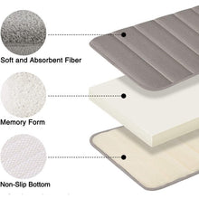 Load image into Gallery viewer, Memory Foam Bath Mat - Soft &amp; Absorbent Bathroom Rugs Non Slip Large Bath Rug Runner for Kitchen Bathroom Floors 16&quot;x24&quot;, Grey

