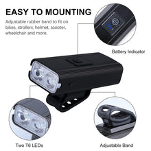 Load image into Gallery viewer, COSMONIC USB Rechargeable Bike Light, Super Bright Bike Headlight Waterproof , 200/400 Lumen Bright Front Lights，Easy to Mount Fits for Men Women Kids Road Mountain Cycling
