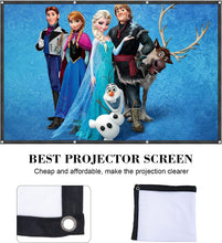 Load image into Gallery viewer, Projector Screen 120 inch 16:9 HD Anti-Crease Portable Projection Screen, Foldable Indoor Outdoor Projector Movies Screen for Home Theater Support Double Sided Projection
