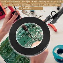 Load image into Gallery viewer, LED Magnifying Lamp with Clamp, 3 Color Modes, 10 -Diopter about 4.3″ Real Glass Lens, Adjustable Swivel Arm Lighted Magnifier Light for Reading Craft Close Work-5X
