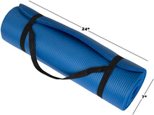 Load image into Gallery viewer, Extra Thick Yoga Mat- Non Slip Comfort Foam, Durable Exercise Mat for Fitness, Pilates and Workout with Carrying Strap Fitness, 72&quot;L x 24&quot;W x 2/5 Inch Thick, Blue

