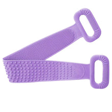 Load image into Gallery viewer, Meidong Silicone Bath Body Brush, Exfoliating Lengthen Silicone Body Back Scrubber, Easy to Clean, Lathers Well, Eco Friendly, Long Lasting, Comfortable Massage for Shower(Purple)
