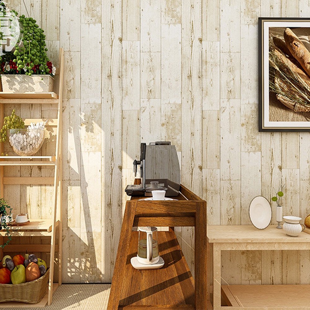 SWTROOM Peel & Stick Wallpaper 3D Wood Waterproof Removable Vintage Wall Covering 17.7