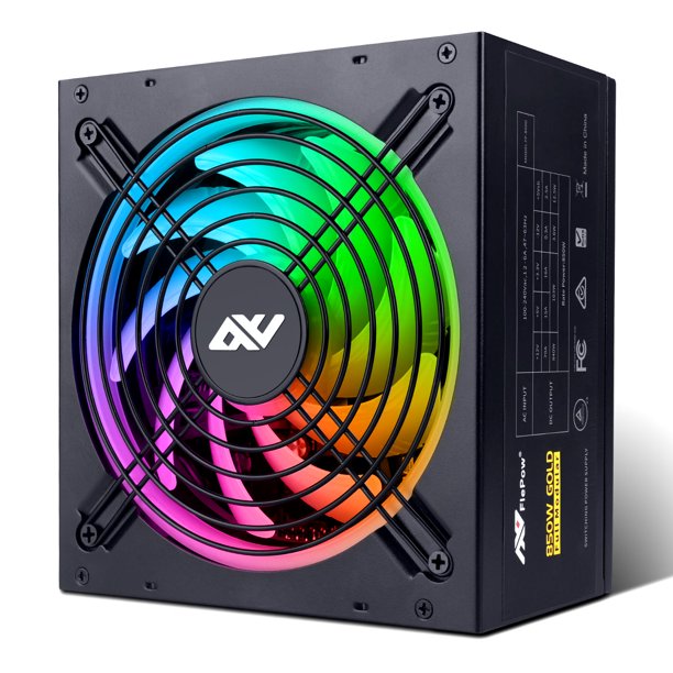 COSMONIC Computer Desktop Power Supply 80 Plus Gold 850W Fully Modular with RGB Light Quiet Cooling Fan Gaming PSU