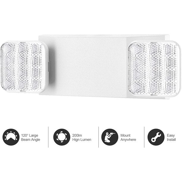 Cosmonic LED Emergency Exit Lighting Fixtures with 2 LED Heads and Back-Up Batteries- US Standard Emergency Light, UL 924 Qualified, 120-277 Voltage