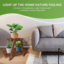 Load image into Gallery viewer, Meidong Plant Stand for Indoor Plants, Outdoor Tiered Plant Shelf for Multiple Plants, 2 Tiers 4 Potted Wood Plant Holder Table Stand for Patio Garden Living Room Yard(15. 7&quot; x 7. 8&quot; x 15. 7&quot;)
