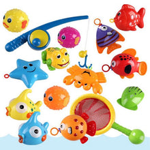 Load image into Gallery viewer, COSMONIC 15 Packs Bath Toy Fishing Floating Squirts Toy and Water Scoop with Organizer Bag, BPA Free Fish Net Game in Bathtub Time for Kids, Bathroom Fish Set
