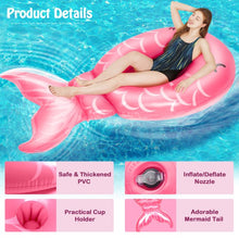 Load image into Gallery viewer, Inflatable Mermaid Pool Float, Fun Water Toy for Kids Adults Women, 86.6&#39;&#39;×45.3&#39;&#39;×17.7&#39;&#39; Giant Water Float for Summer Parties in Pools &amp; Beach

