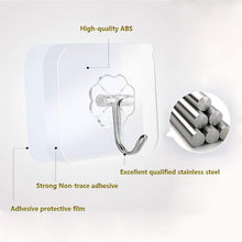 Load image into Gallery viewer, Meidong Adhesive Hooks , Kitchen Wall Hooks Heavy Duty 33lb (Max) Nail Free Sticky Hangers with Stainless Hooks , Natural , Reusable Utility , Towel Bath Ceiling Hooks , 30 Packs
