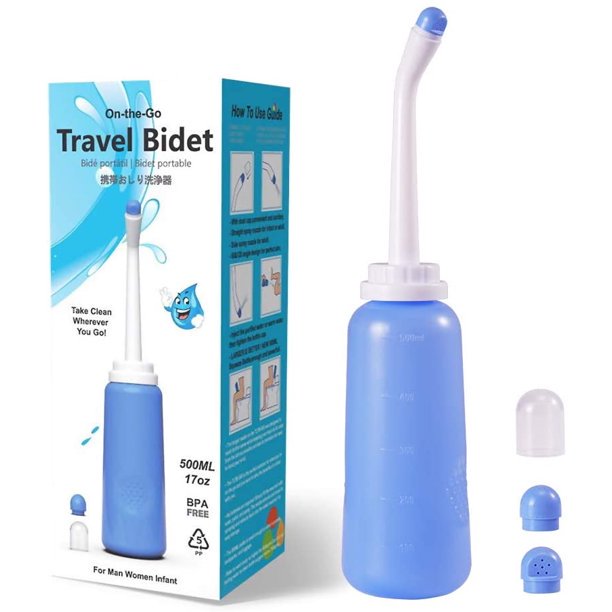 Meidong Portable Travel Bidet Peri Bottle for Postpartum Care Handheld Personal Bidet Sprayer 500ML Eva Bottle Water Capacity Cleaner for Personal Hygiene Cleaning Baby Bidet Hemmeroid Treatments