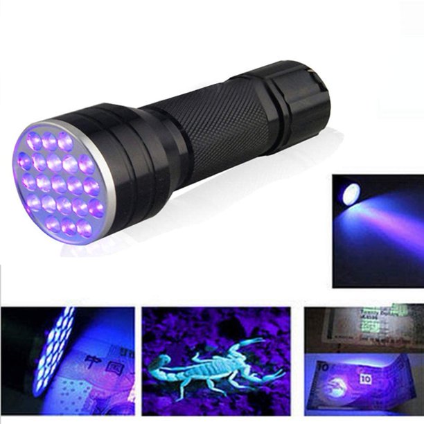 UV Flashlight Pet Urine Detector Light Handheld Flashlight Black light UV Lights 21 LED Ultraviolet Blacklight For Dog Cat Urine Dry Stains Bed Bug (Black)