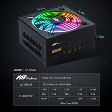 Load image into Gallery viewer, COSMONIC Computer Desktop Power Supply 80 Plus Gold 850W Fully Modular with RGB Light Quiet Cooling Fan Gaming PSU
