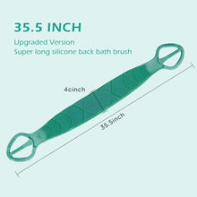 Load image into Gallery viewer, Silicone Back Scrubber for Shower Bath Body Brush Back Washer Deep Clean Extra Long Unique Handle for Men Women 35.5 in Green
