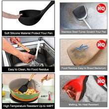 Load image into Gallery viewer, Silicone Cooking Utensils Set - Kitchen Utensil Set with Holder, Non-stick 464°F Heat Resistant BPA Free Wooden Handle Cooking utensil set 5pcs
